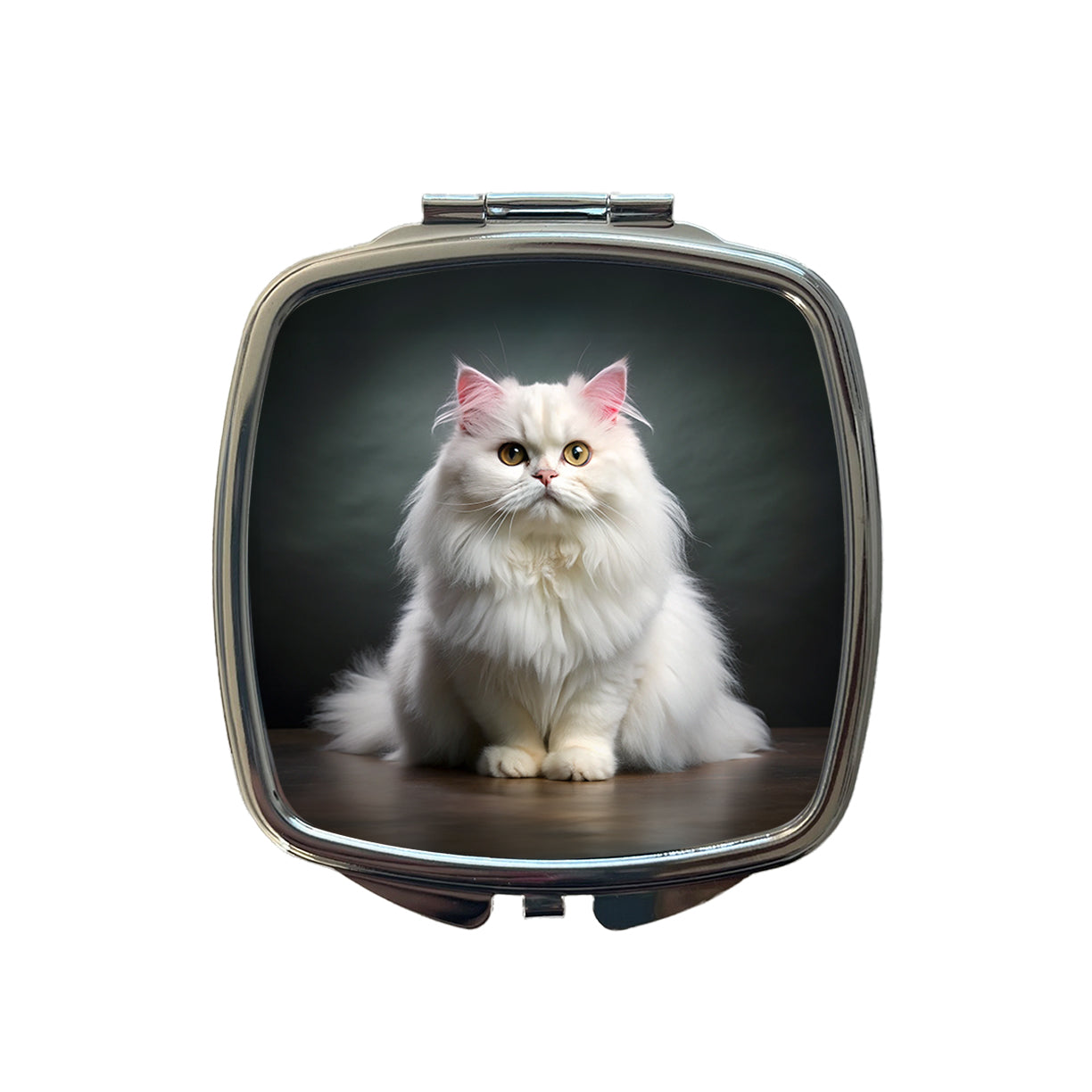 Classic Persian White Cat Photo Small Travel Purse Handbag Pocket Makeup Compact Mirror