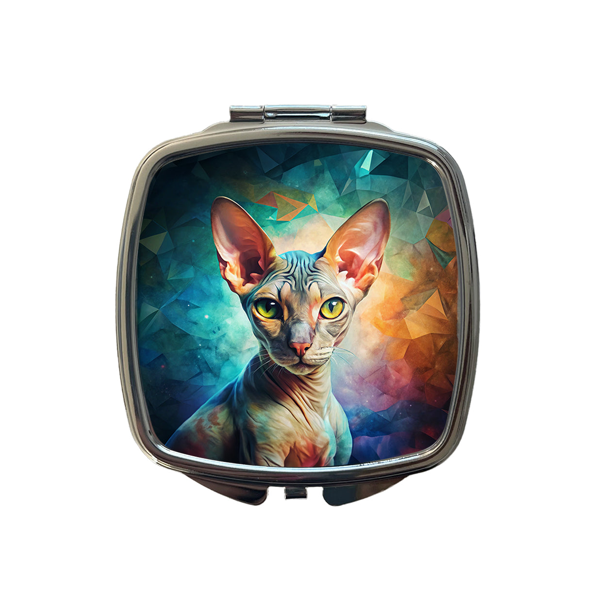 Cornish Rex Cat Abstract Art Small Travel Purse Handbag Pocket Makeup Compact Mirror