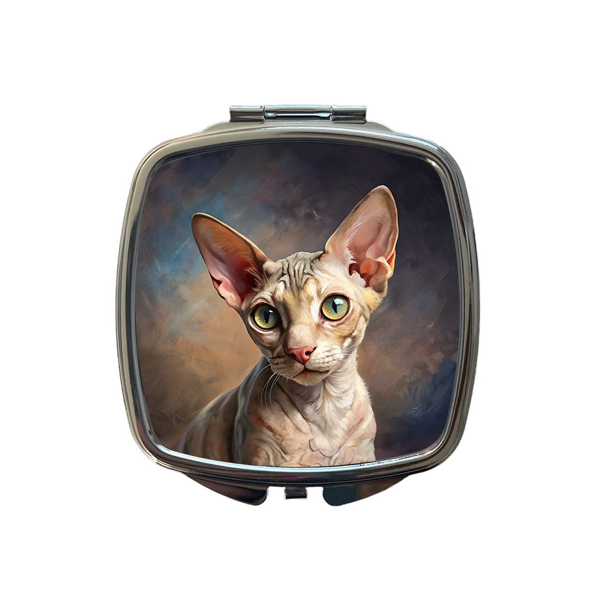 Cornish Rex Cat Illustration Small Travel Purse Handbag Pocket Makeup Compact Mirror