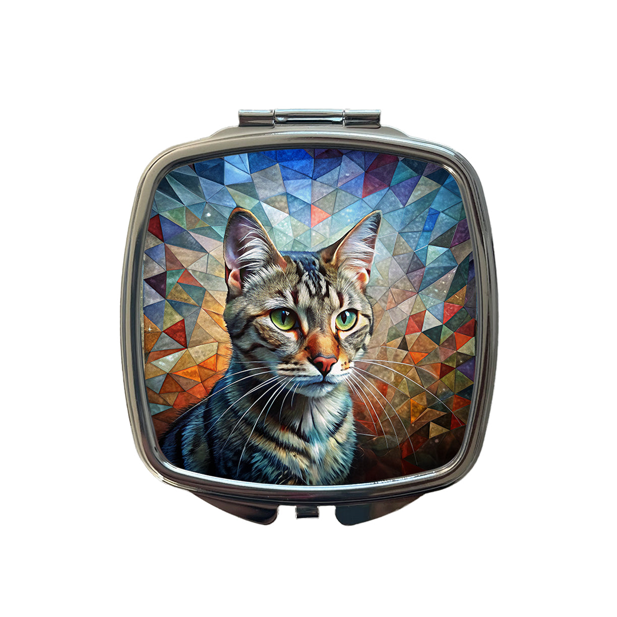 European Shorthair Cat Abstract Art Small Travel Purse Handbag Pocket Makeup Compact Mirror