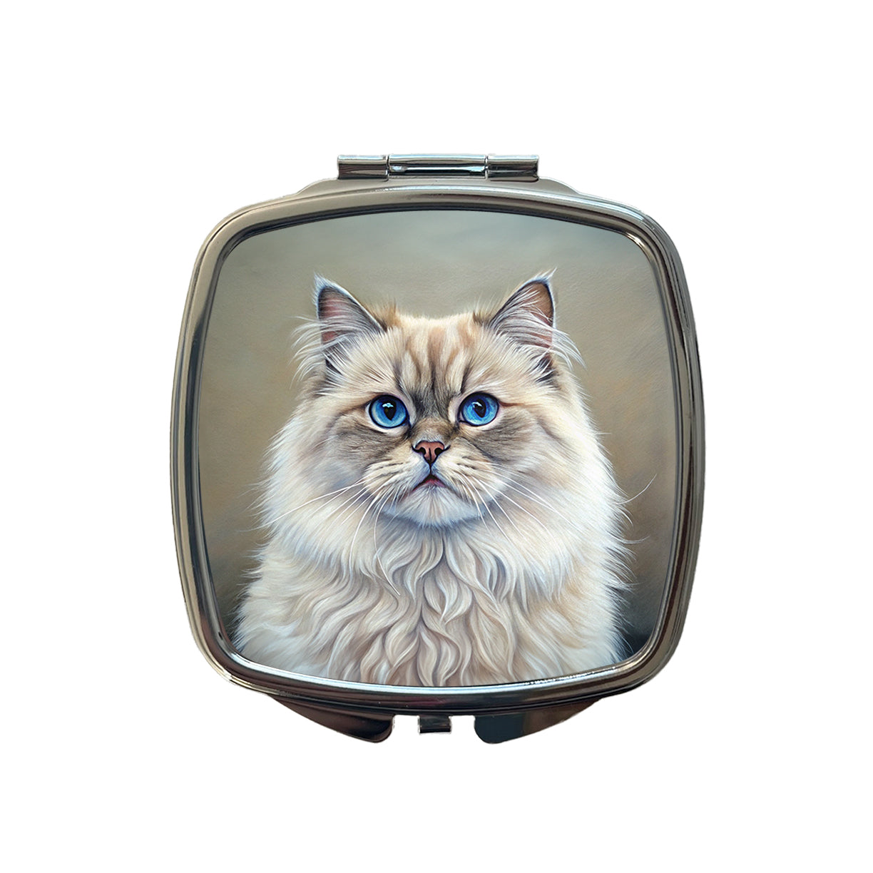 Himalayan Cat Illustration Small Travel Purse Handbag Pocket Makeup Compact Mirror