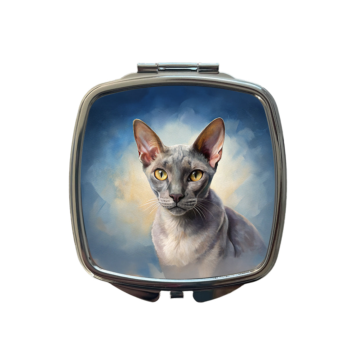 Korat Cat Illustration Small Travel Purse Handbag Pocket Makeup Compact Mirror