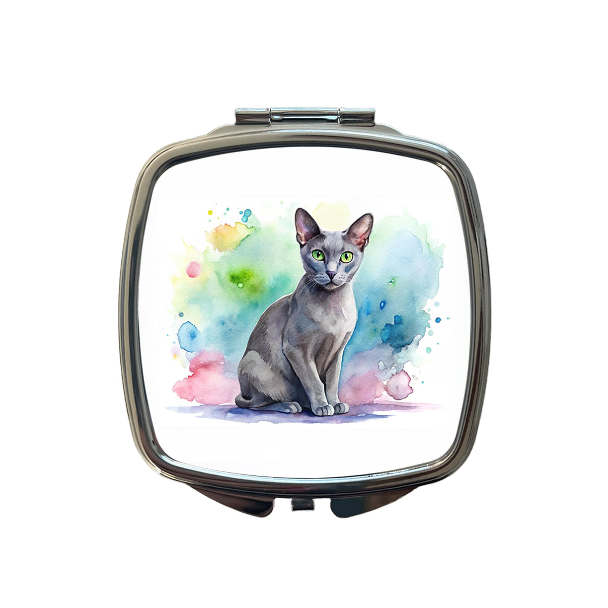 Korat Cat Watercolor Style Small Travel Purse Handbag Pocket Makeup Compact Mirror