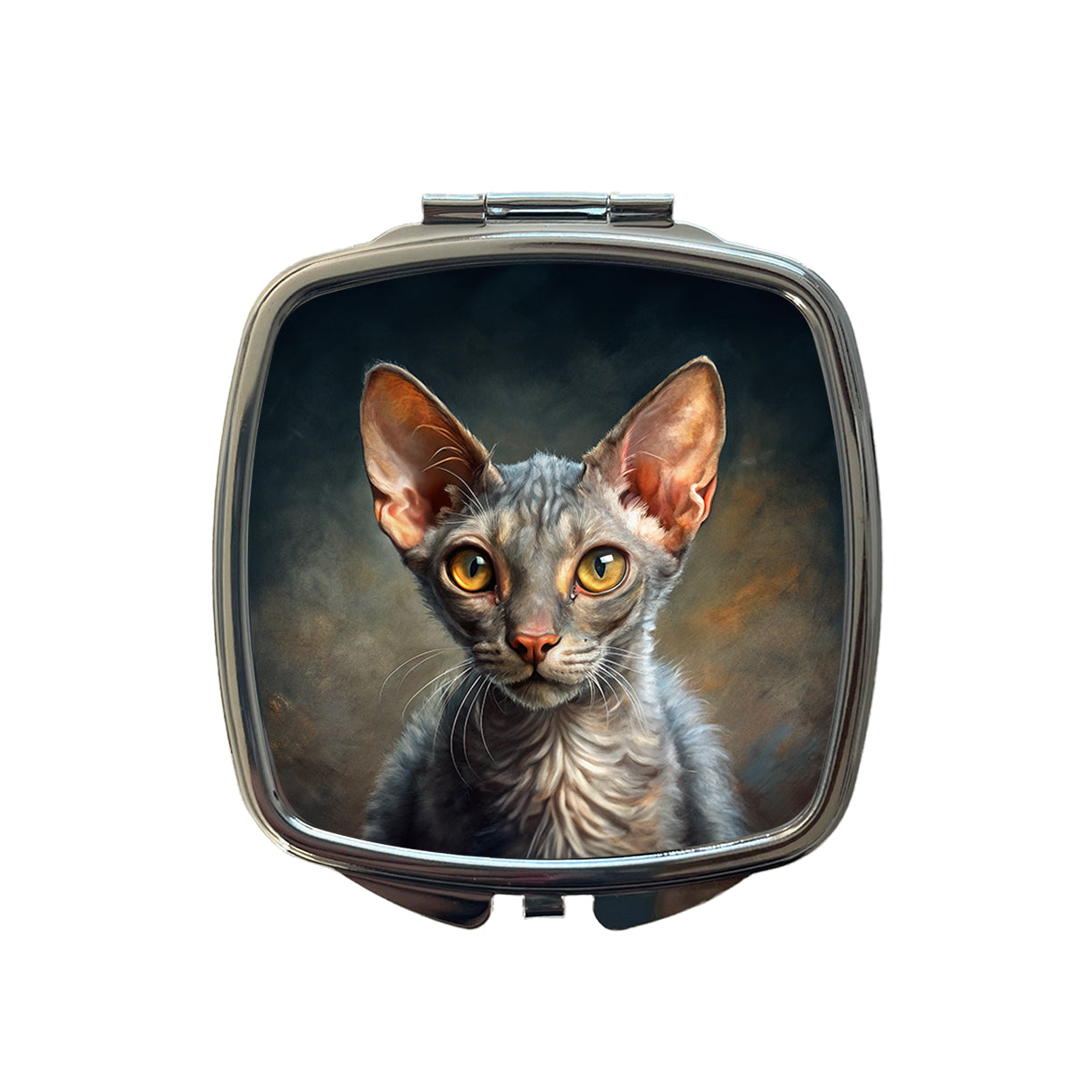 Lykoi Wolf Cat Illustration Small Travel Purse Handbag Pocket Makeup Compact Mirror