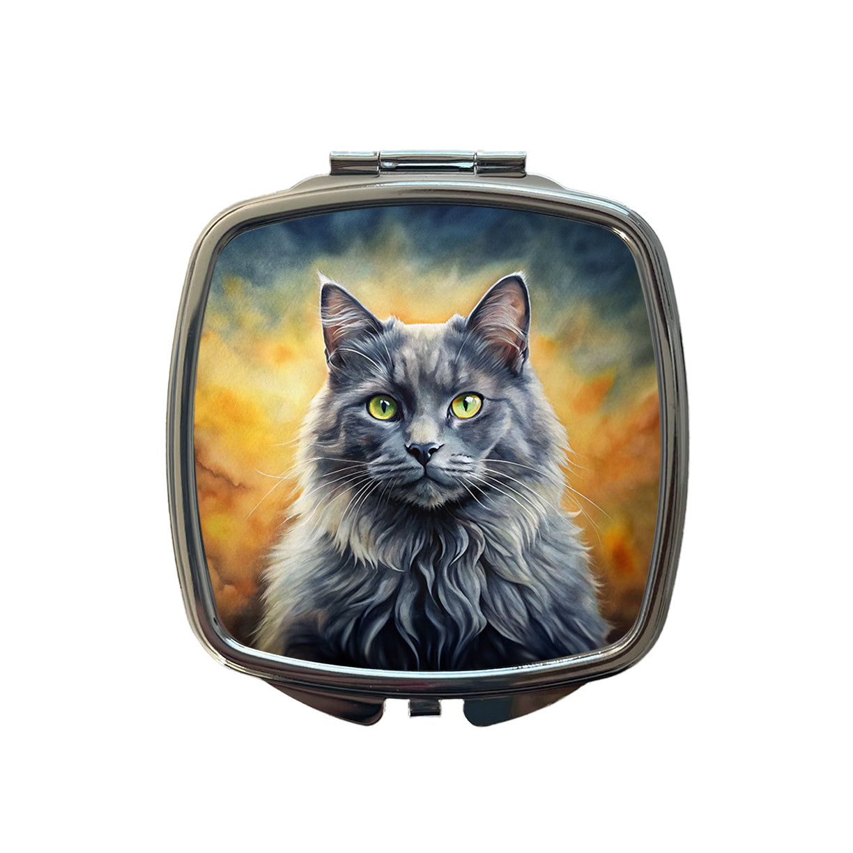 Nebelung Cat Illustration Small Travel Purse Handbag Pocket Makeup Compact Mirror