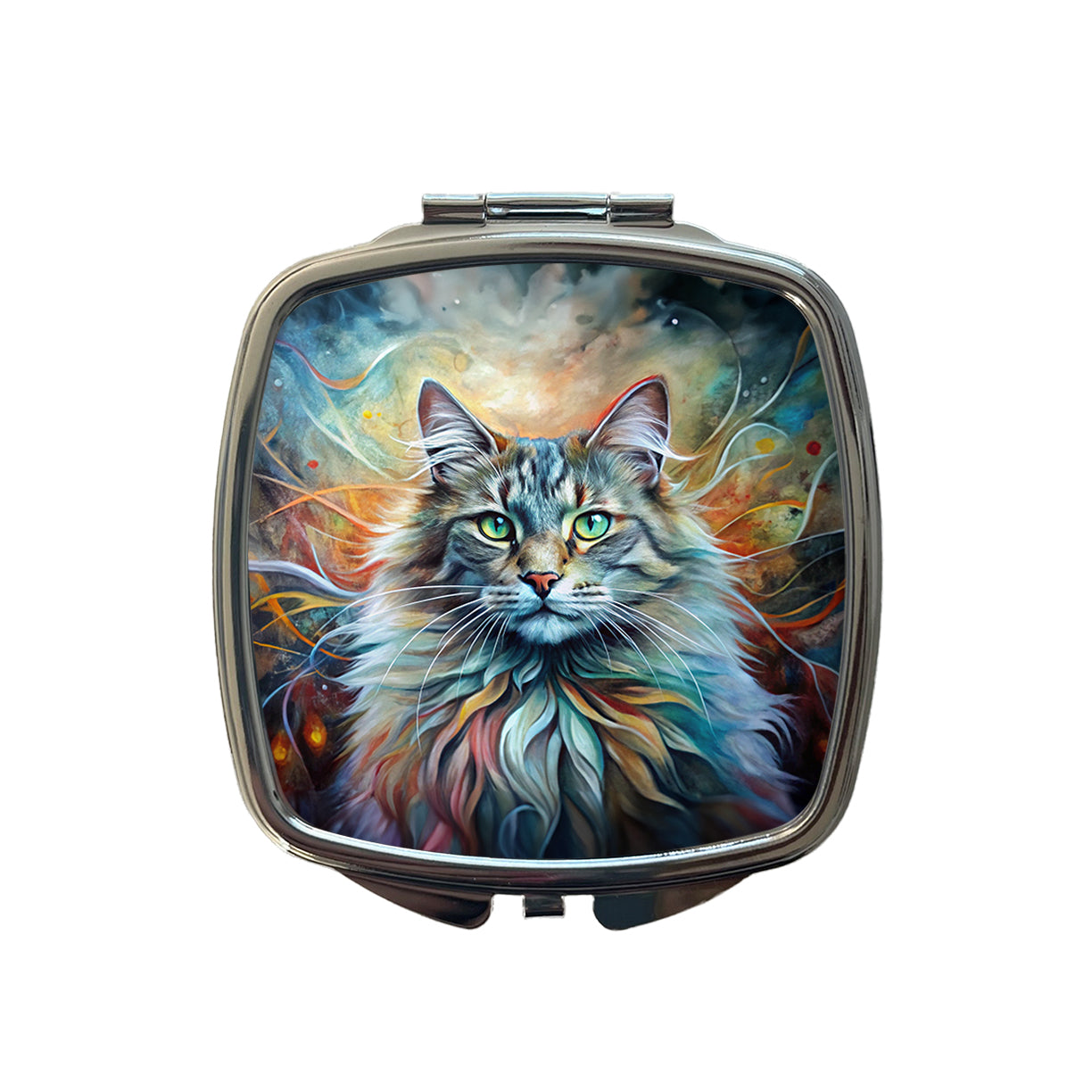 Norwegian Forest Cat Abstract Art Small Travel Purse Handbag Pocket Makeup Compact Mirror