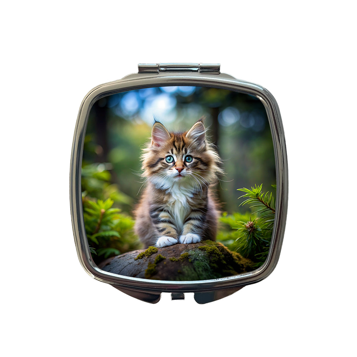 Norwegian Forest Cat Kitten Photo Small Travel Purse Handbag Pocket Makeup Compact Mirror