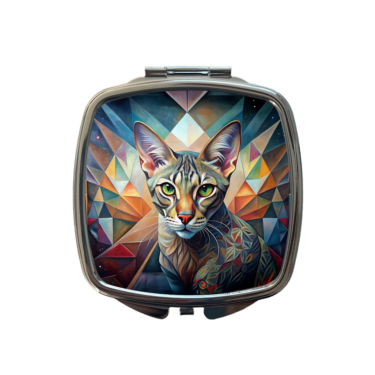 Ocicat Cat Abstract Art Small Travel Purse Handbag Pocket Makeup Compact Mirror