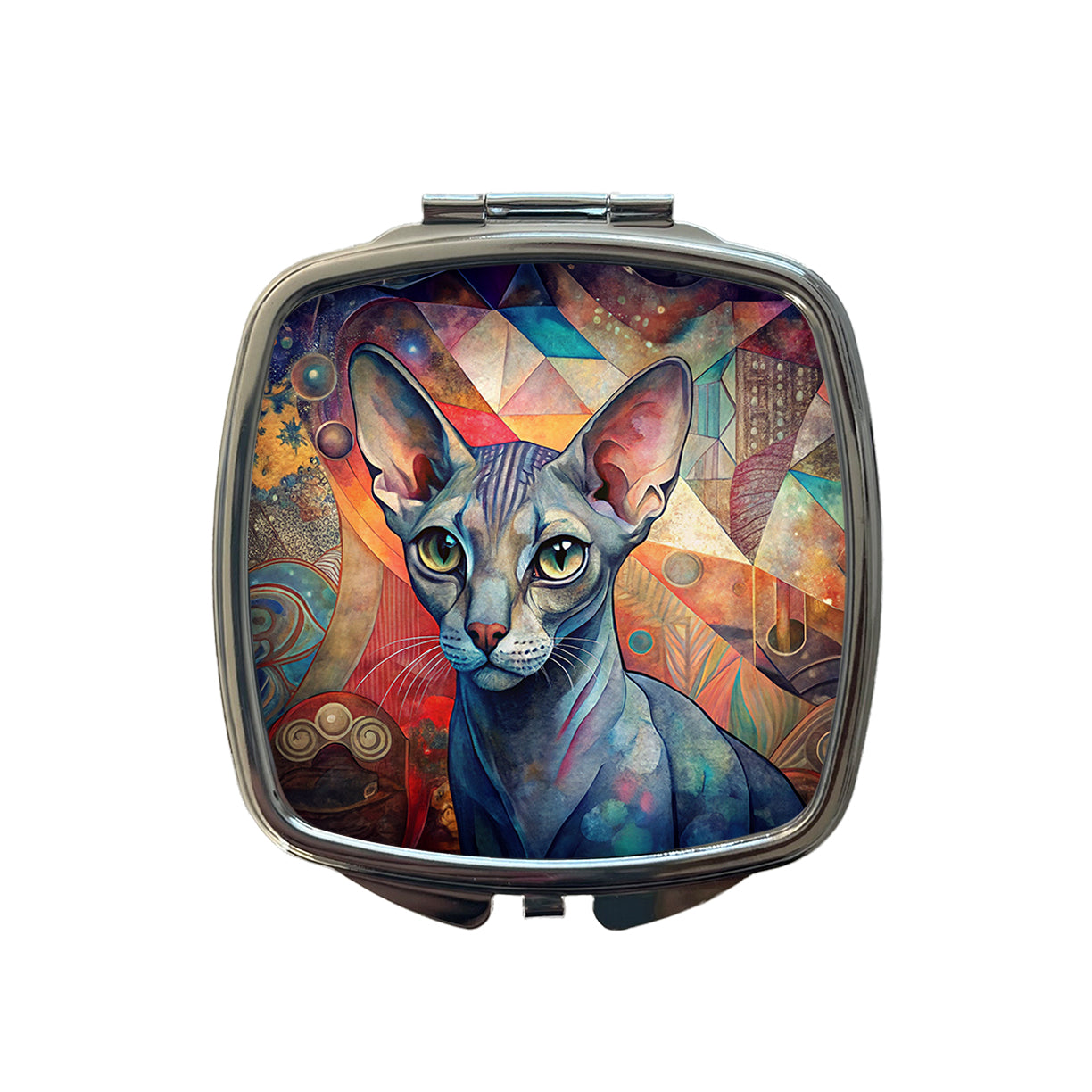 Oriental Shorthair Cat Abstract Art Small Travel Purse Handbag Pocket Makeup Compact Mirror