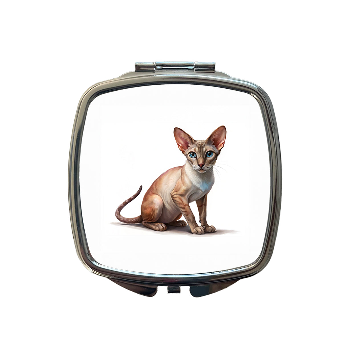Oriental Shorthair Cat Illustration Small Travel Purse Handbag Pocket Makeup Compact Mirror