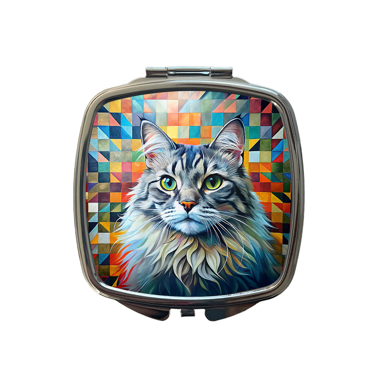Ragamuffin Cat Abstract Art Small Travel Purse Handbag Pocket Makeup Compact Mirror