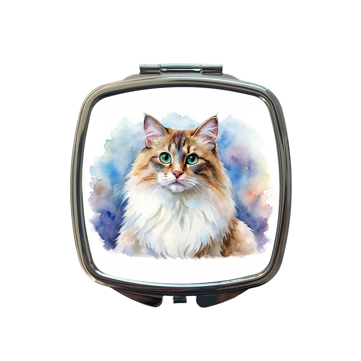 Ragamuffin Cat Watercolor Style Small Travel Purse Handbag Pocket Makeup Compact Mirror
