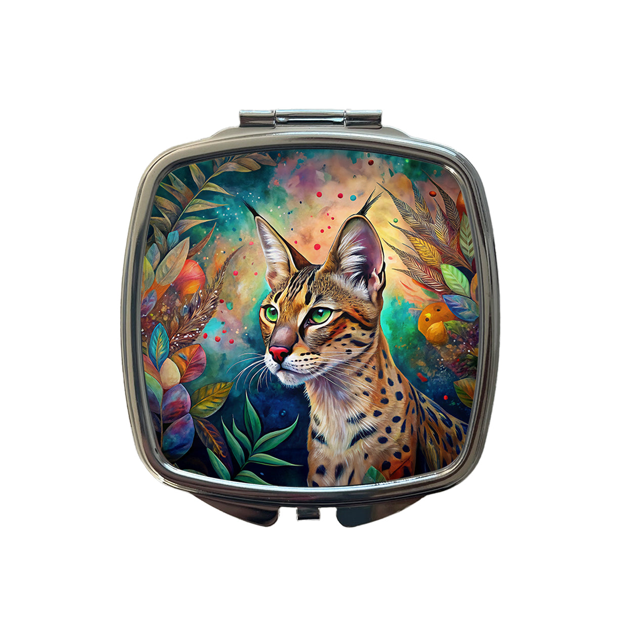 Savannah Cat Abstract Art Small Travel Purse Handbag Pocket Makeup Compact Mirror