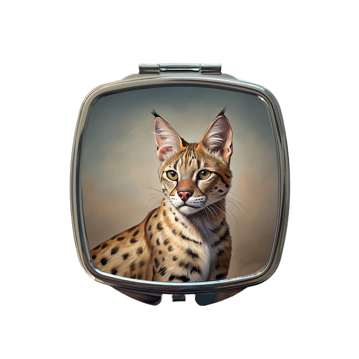 Savannah Cat Illustration Small Travel Purse Handbag Pocket Makeup Compact Mirror