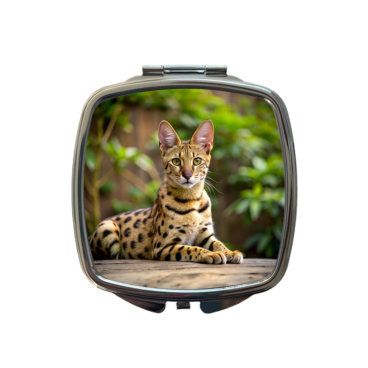 Savannah Cat Photo Small Travel Purse Handbag Pocket Makeup Compact Mirror