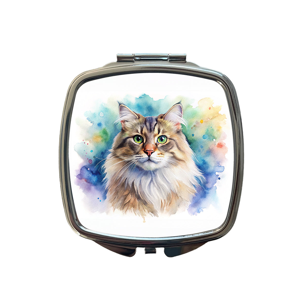 Siberian Cat Watercolor Style Small Travel Purse Handbag Pocket Makeup Compact Mirror