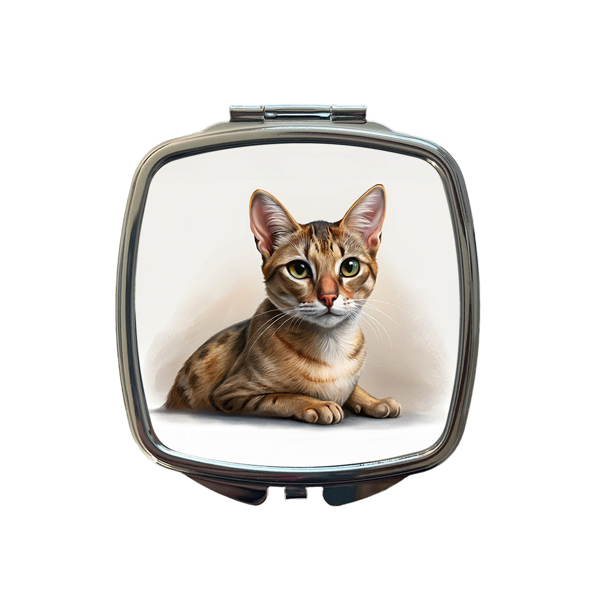 Singapura Cat Illustration Small Travel Purse Handbag Pocket Makeup Compact Mirror