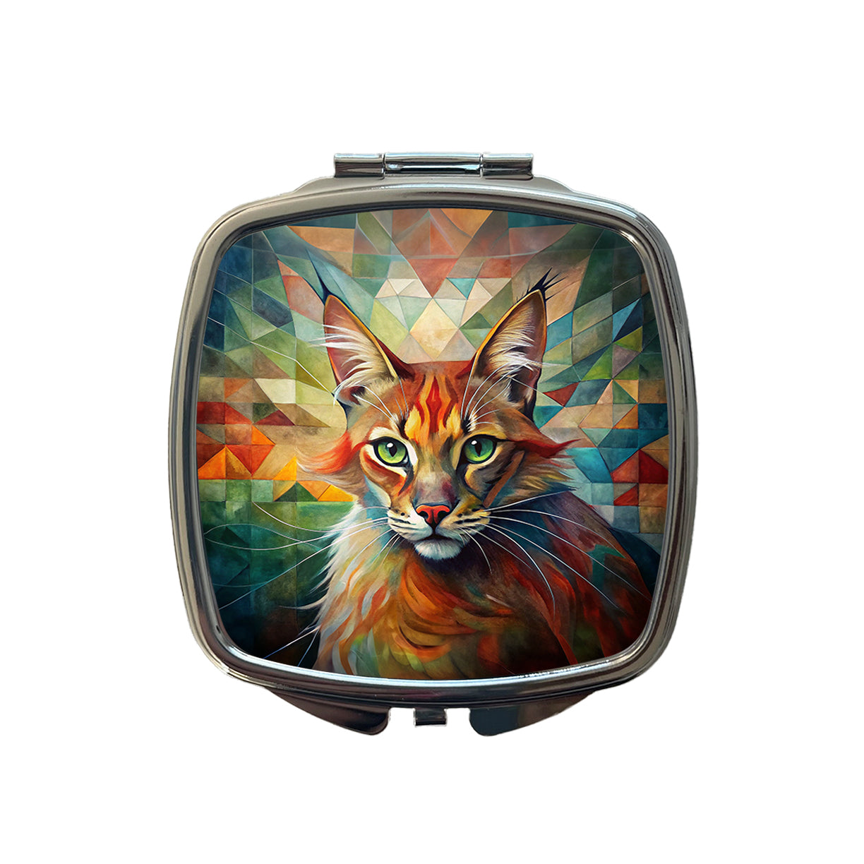 Somali Cat Abstract Art Small Travel Purse Handbag Pocket Makeup Compact Mirror