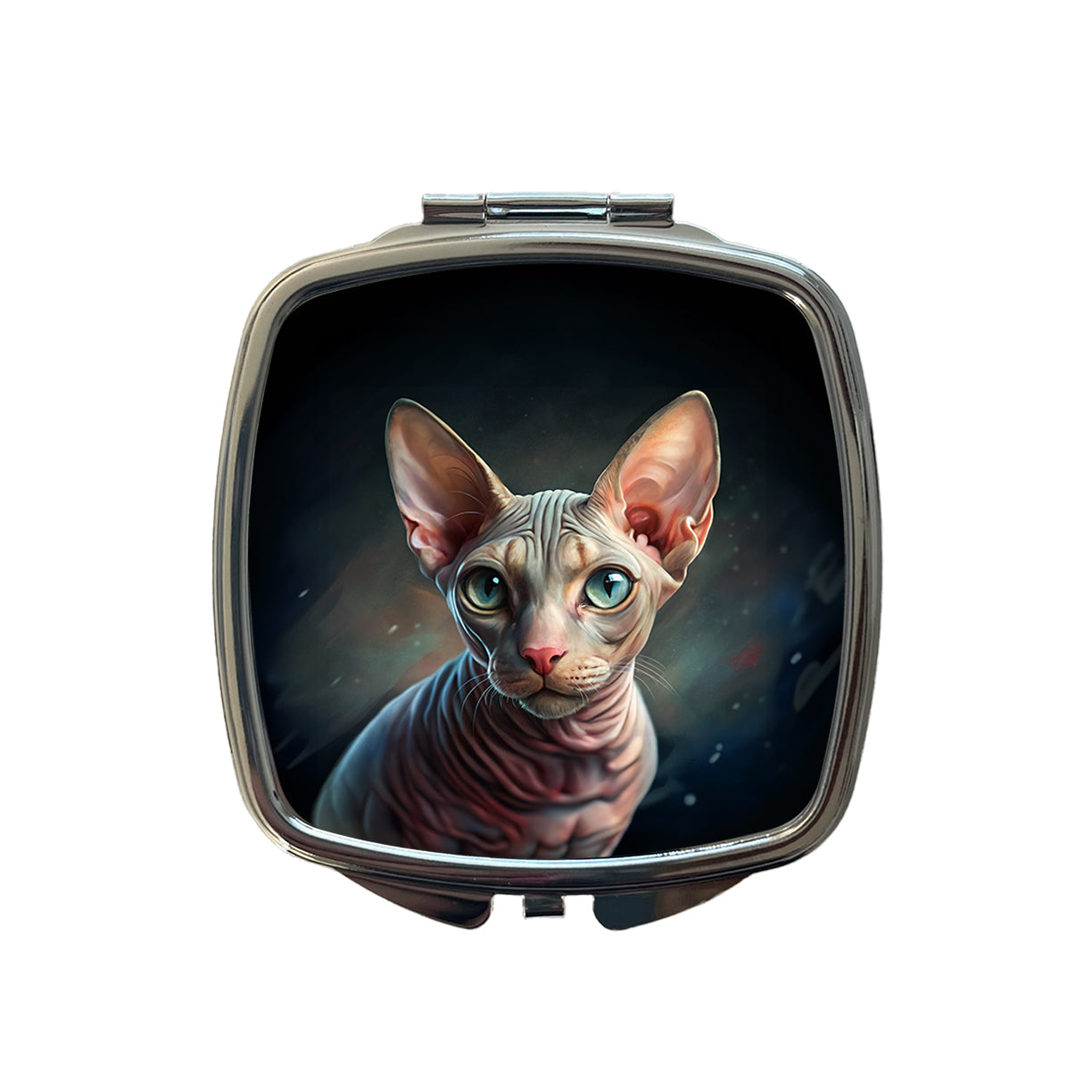 Sphynx Cat Illustration Small Travel Purse Handbag Pocket Makeup Compact Mirror