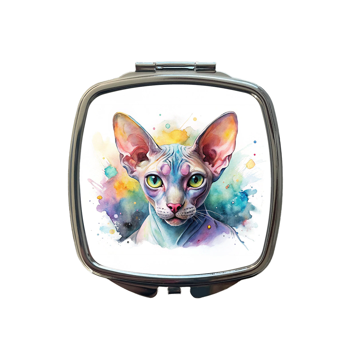 Sphynx Cat Watercolor Style Small Travel Purse Handbag Pocket Makeup Compact Mirror