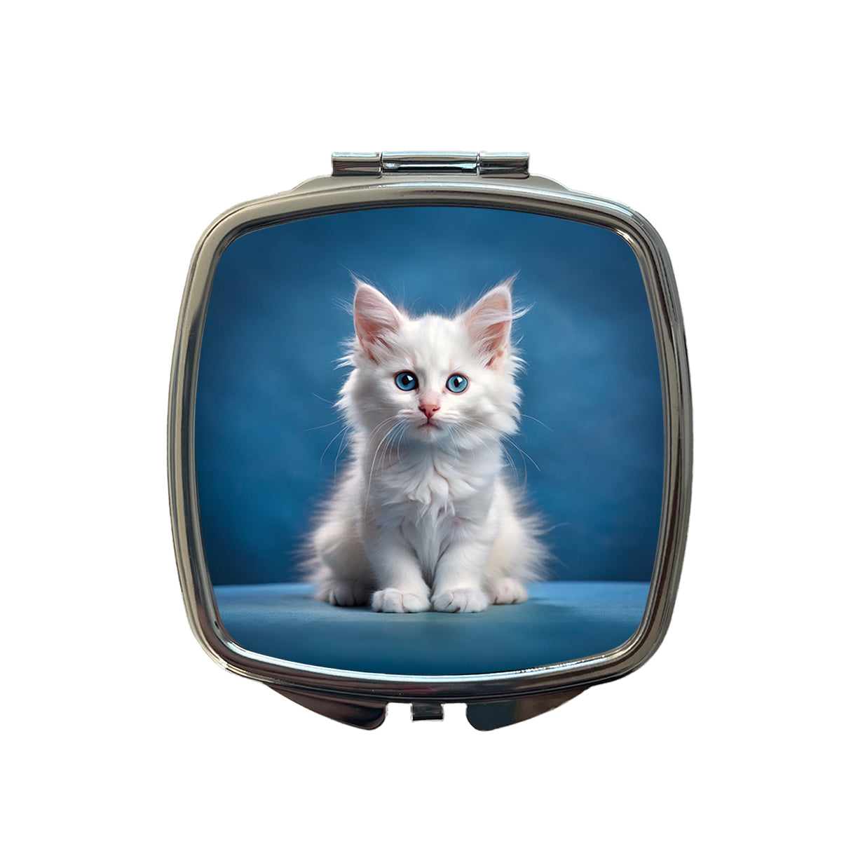 Turkish Angora Cat Kitten Photo Small Travel Purse Handbag Pocket Makeup Compact Mirror