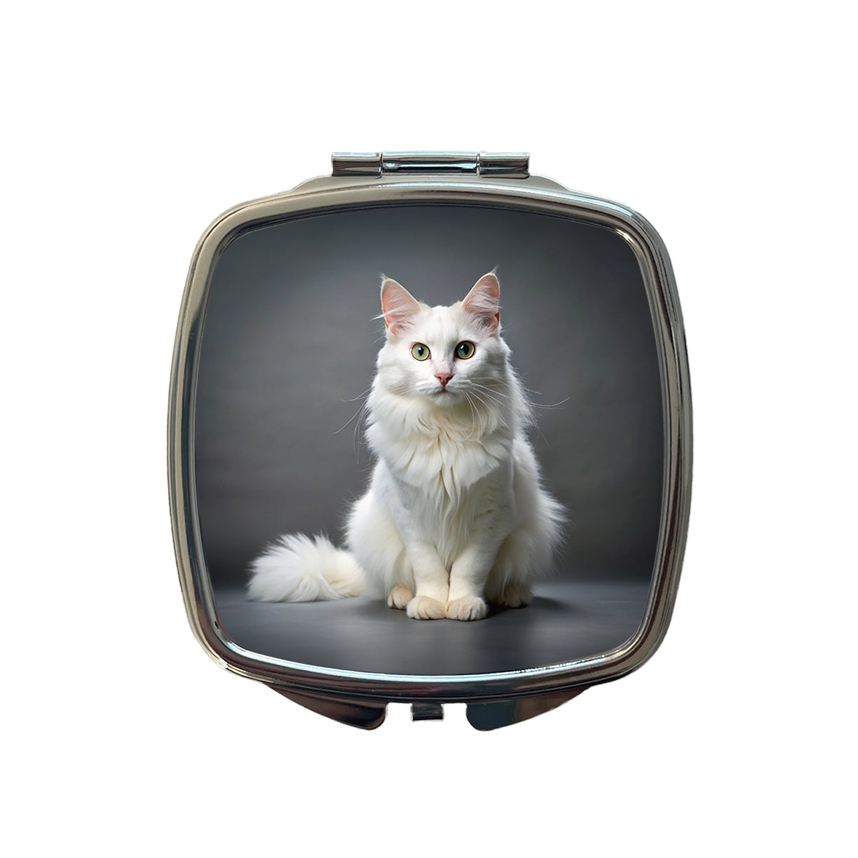 Turkish Angora Cat Photo Small Travel Purse Handbag Pocket Makeup Compact Mirror
