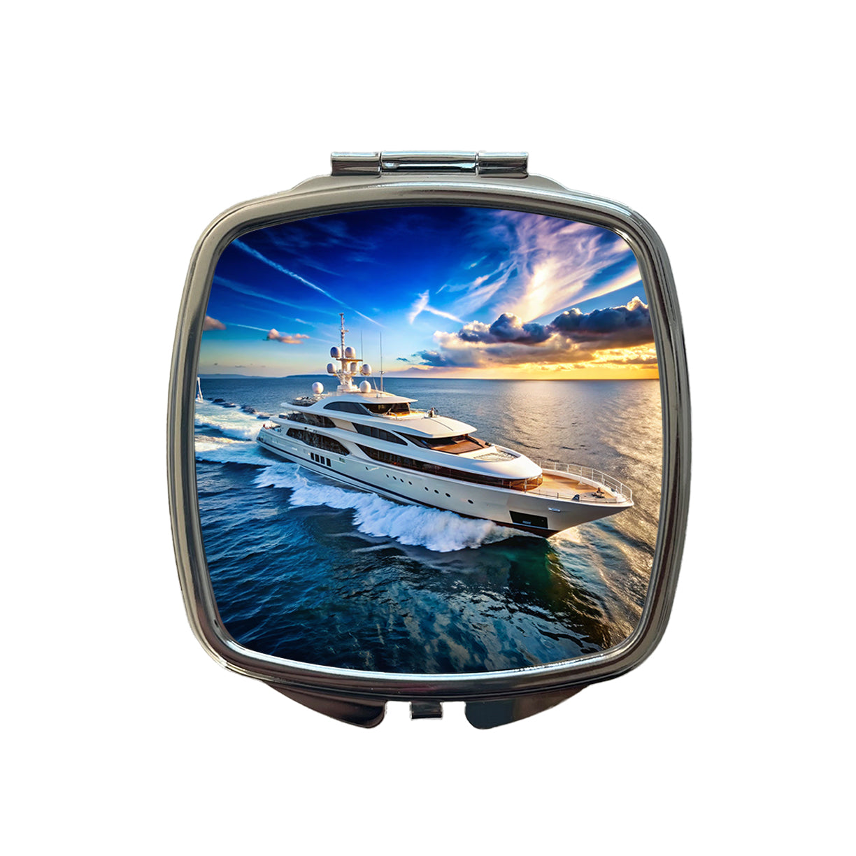 Luxury Yacht Ship At Sea Small Travel Purse Handbag Pocket Makeup Compact Mirror