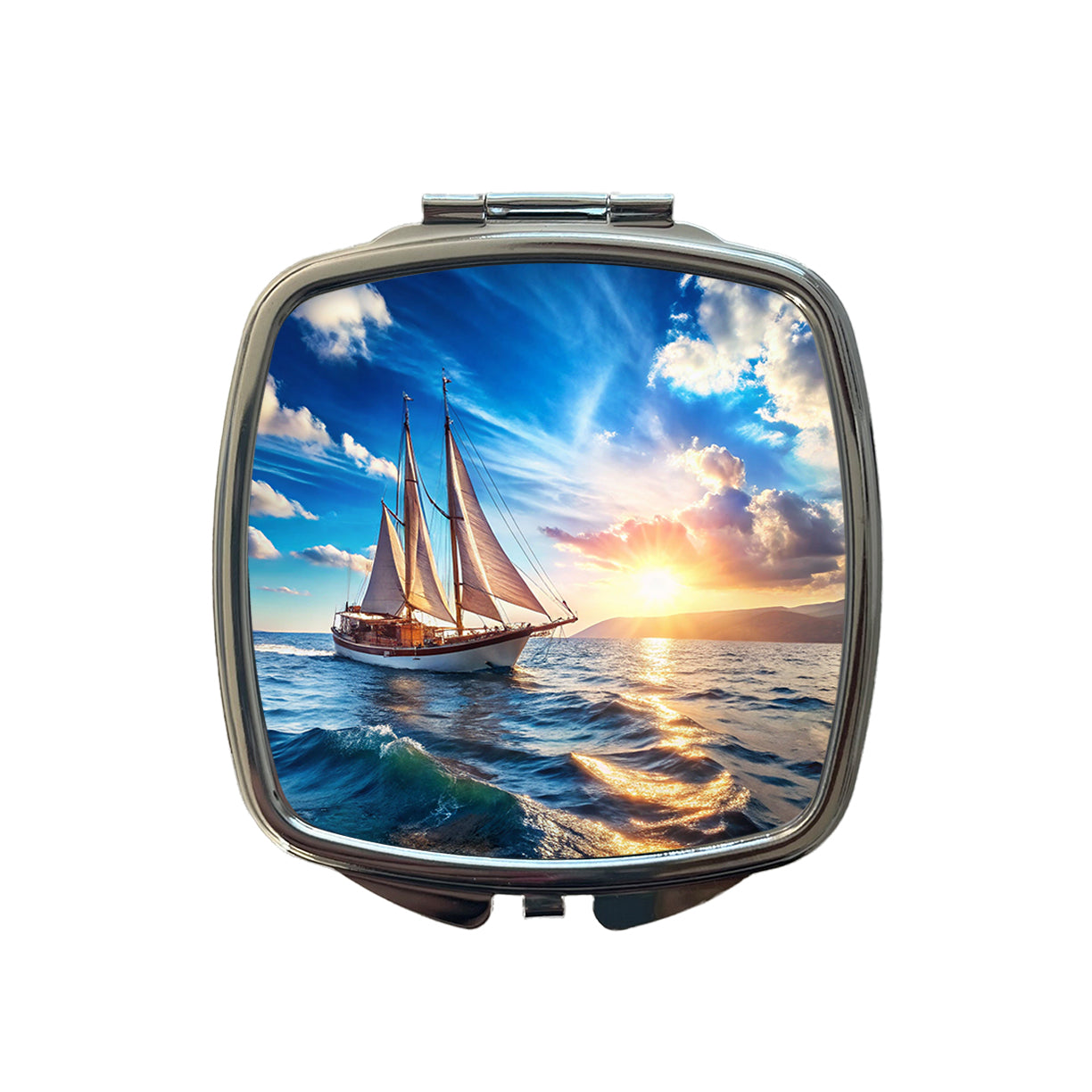 Sailboat On The Ocean Small Travel Purse Handbag Pocket Makeup Compact Mirror