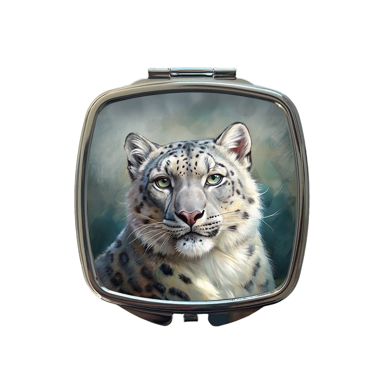 Snow Leopard Illustration Small Travel Purse Handbag Pocket Makeup Compact Mirror