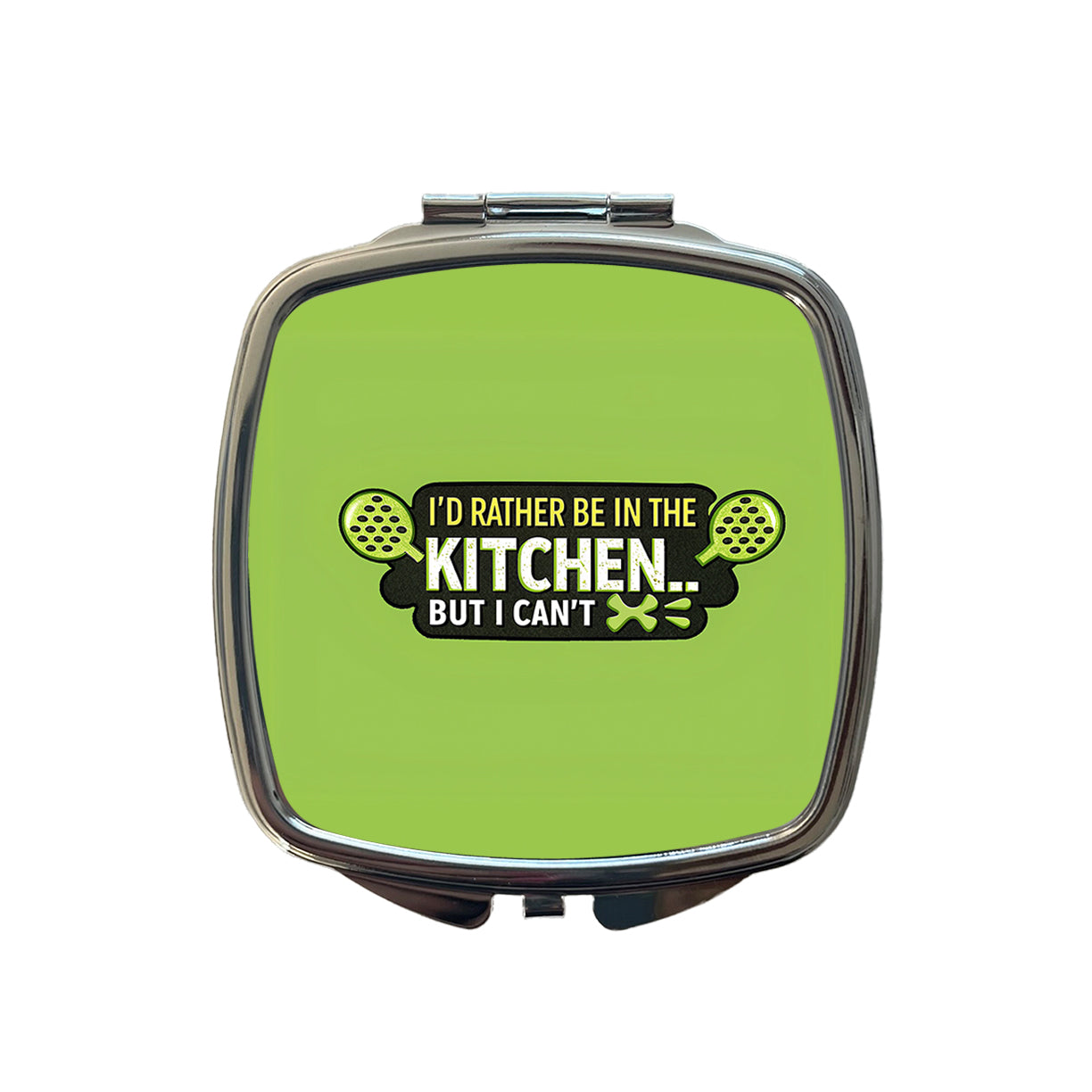 I'd Rather Be In The Kitchen But I Can't Funny Pickleball Small Travel Purse Handbag Pocket Makeup Compact Mirror