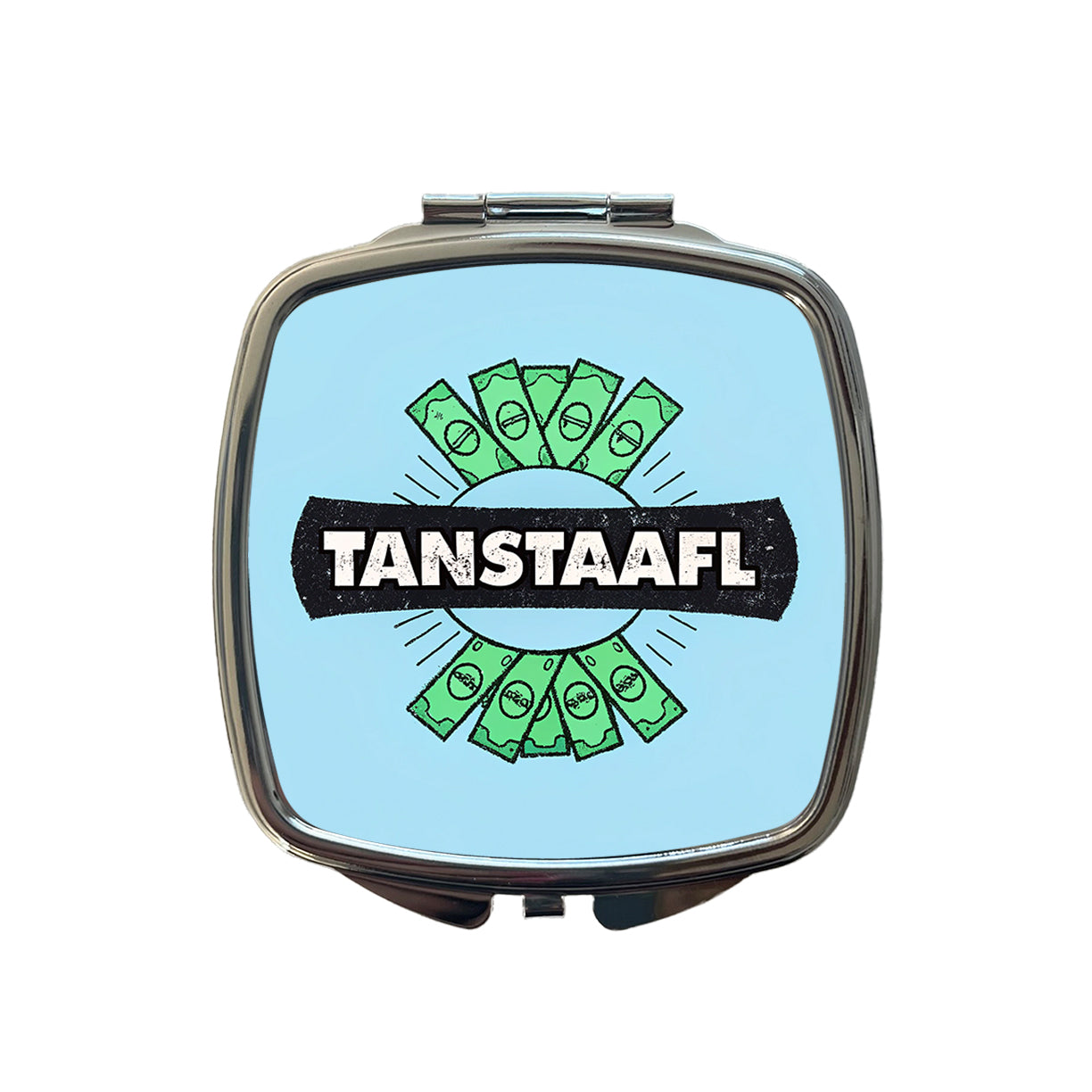 TANSTAAFL There Ain't No Such Thing As A Free Lunch Funny Acronym Small Travel Purse Handbag Pocket Makeup Compact Mirror