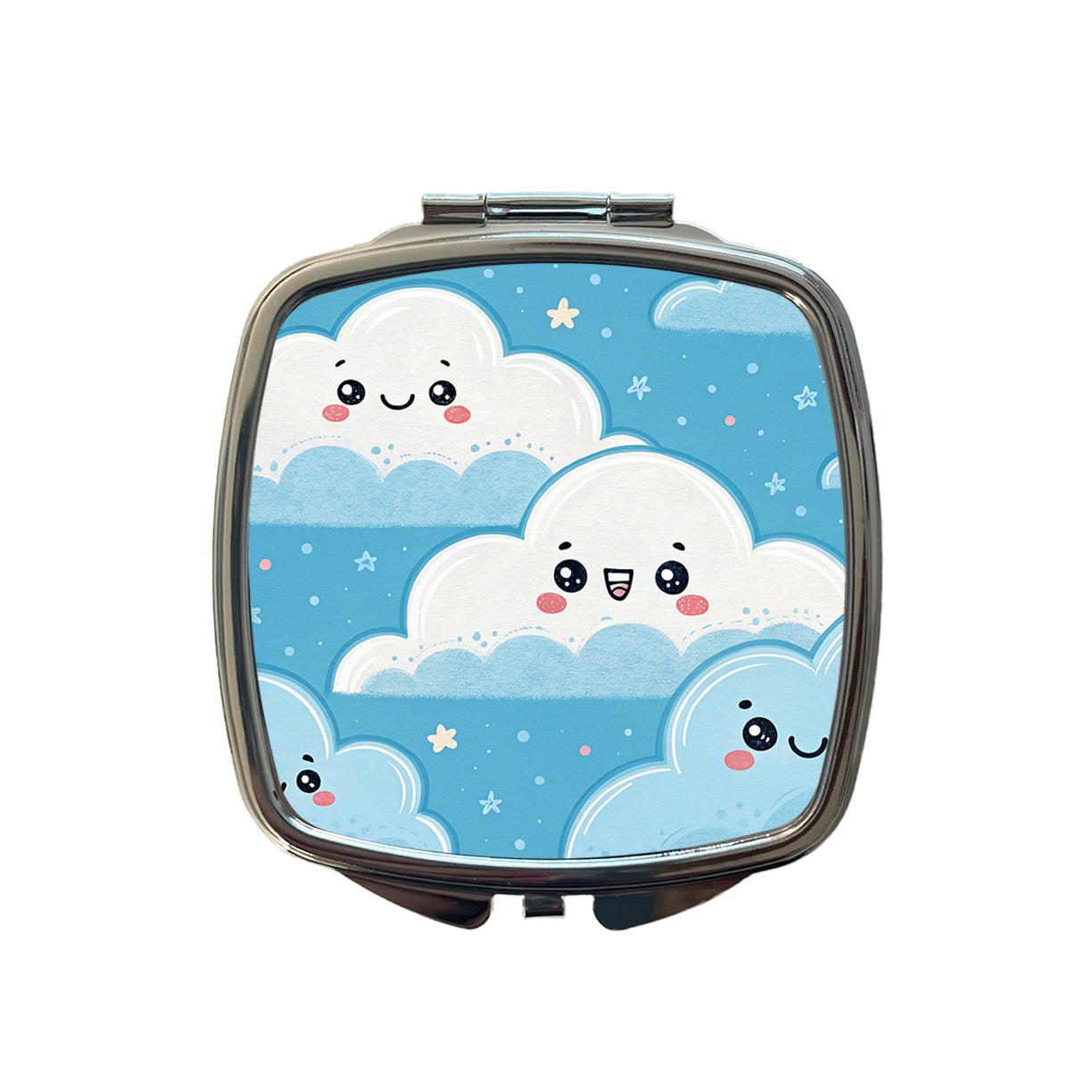 Adorable Puffy Clouds Kawaii Style Small Travel Purse Handbag Pocket Makeup Compact Mirror