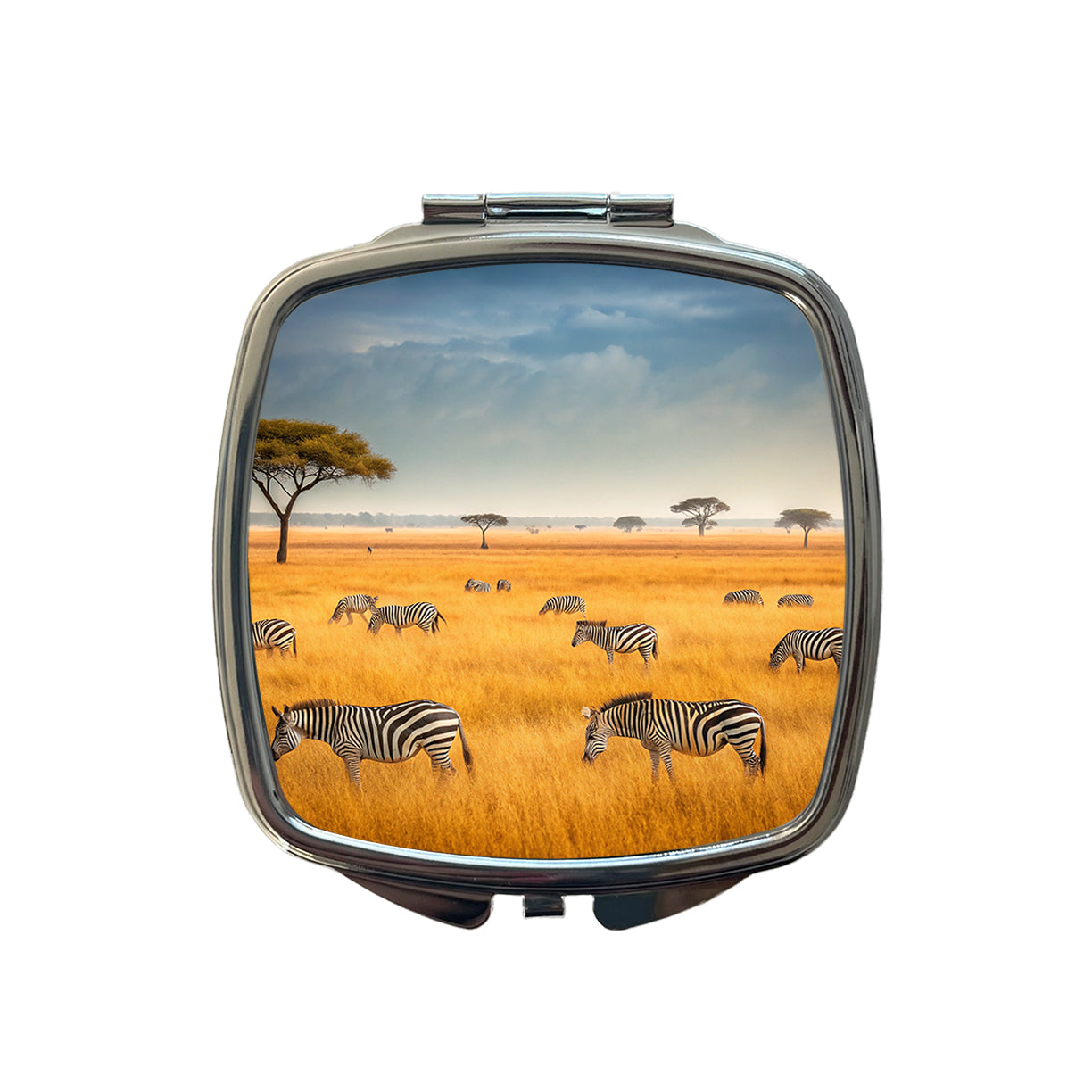 African Safari Zebras Small Travel Purse Handbag Pocket Makeup Compact Mirror
