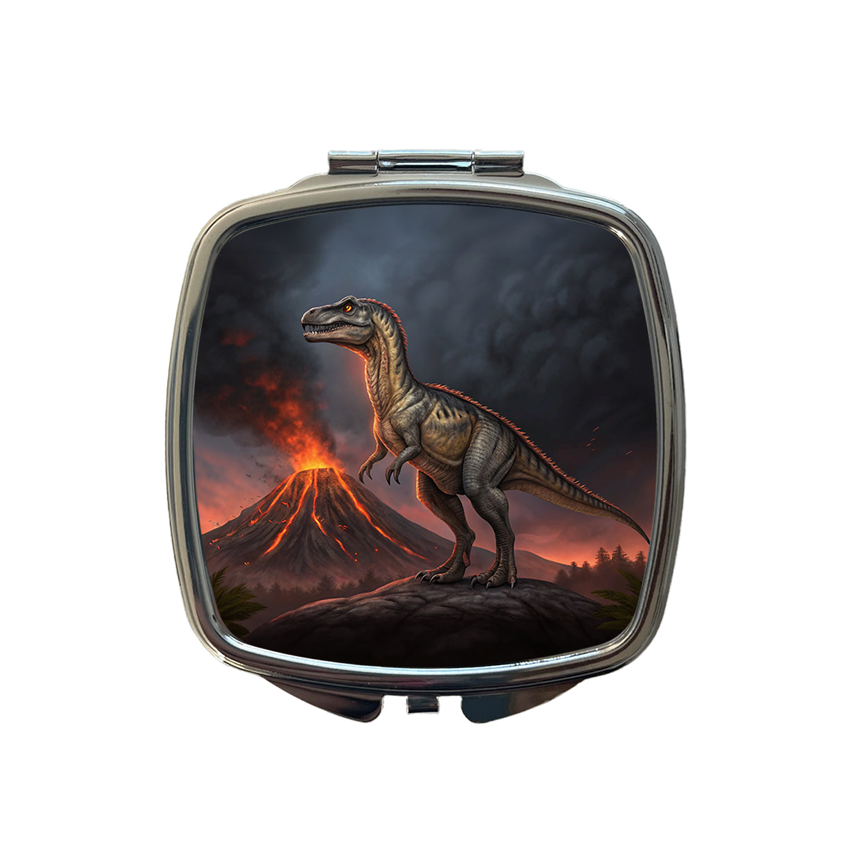 Allosaurus Volcano Dinosaur Small Travel Purse Handbag Pocket Makeup Compact Mirror