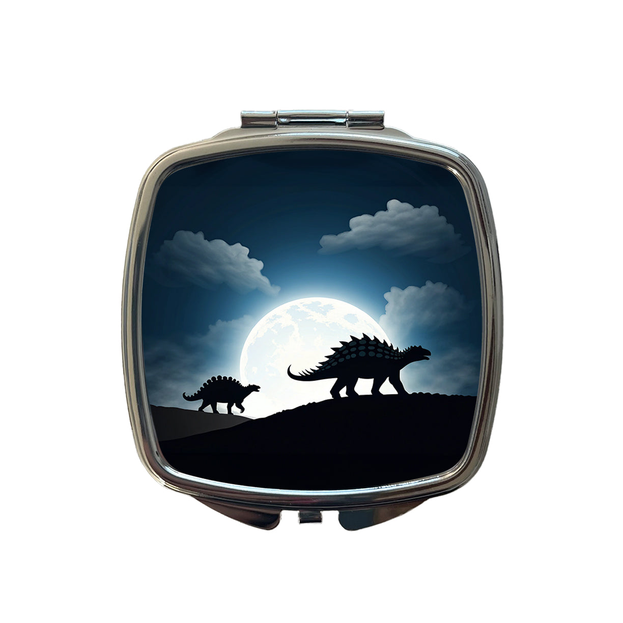 Ankylosaurus Silhouettes Dinosaurs Small Travel Purse Handbag Pocket Makeup Compact Mirror