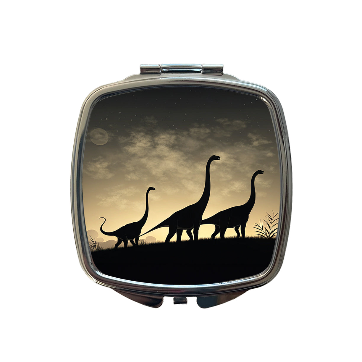 Apatosaurus Silhouettes Walking Dinosaurs Small Travel Purse Handbag Pocket Makeup Compact Mirror