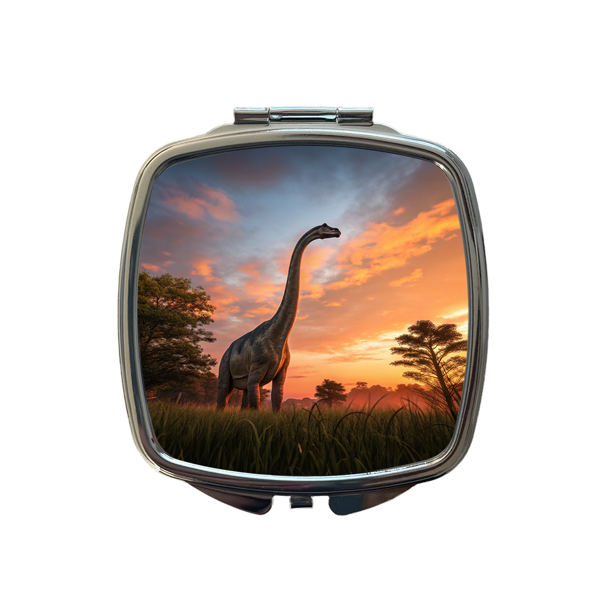 Apatosaurus Sunset Sunrise Dinosaur Small Travel Purse Handbag Pocket Makeup Compact Mirror