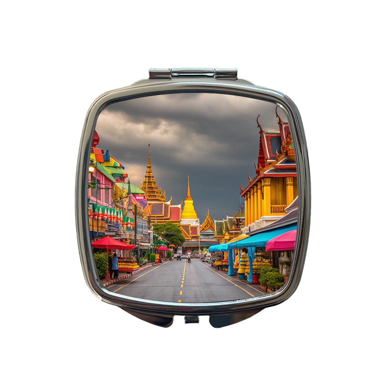 Bangkok Thailand Street Small Travel Purse Handbag Pocket Makeup Compact Mirror