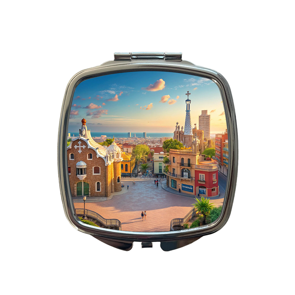 Barcelona Spain Ocean Small Travel Purse Handbag Pocket Makeup Compact Mirror