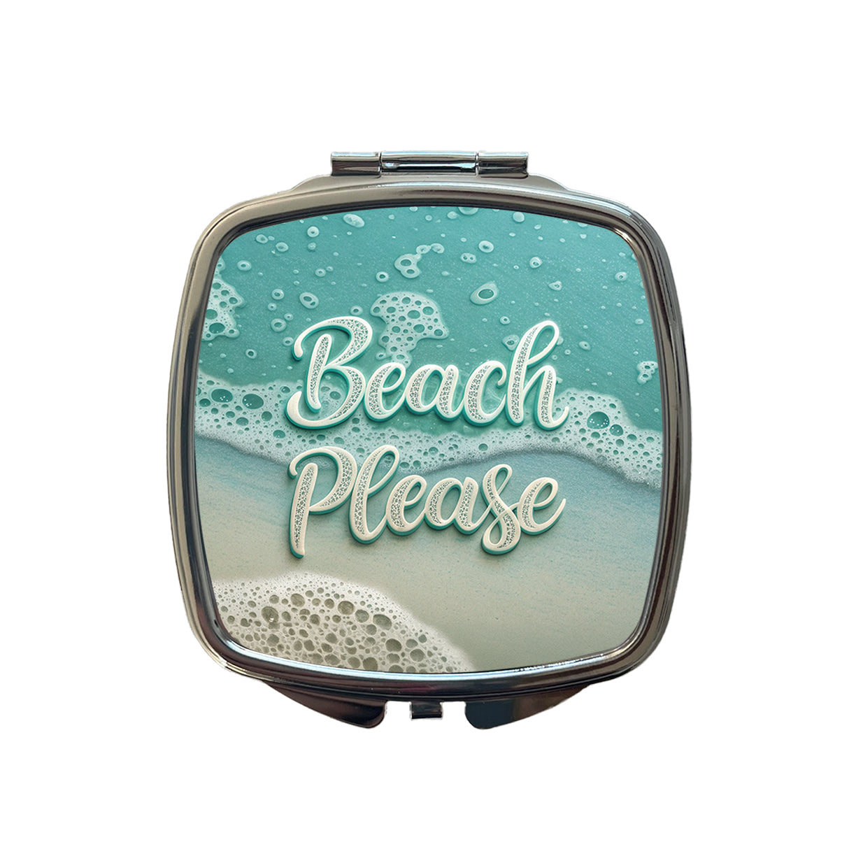 Beach Please Sea Foam Ocean Small Travel Purse Handbag Pocket Makeup Compact Mirror