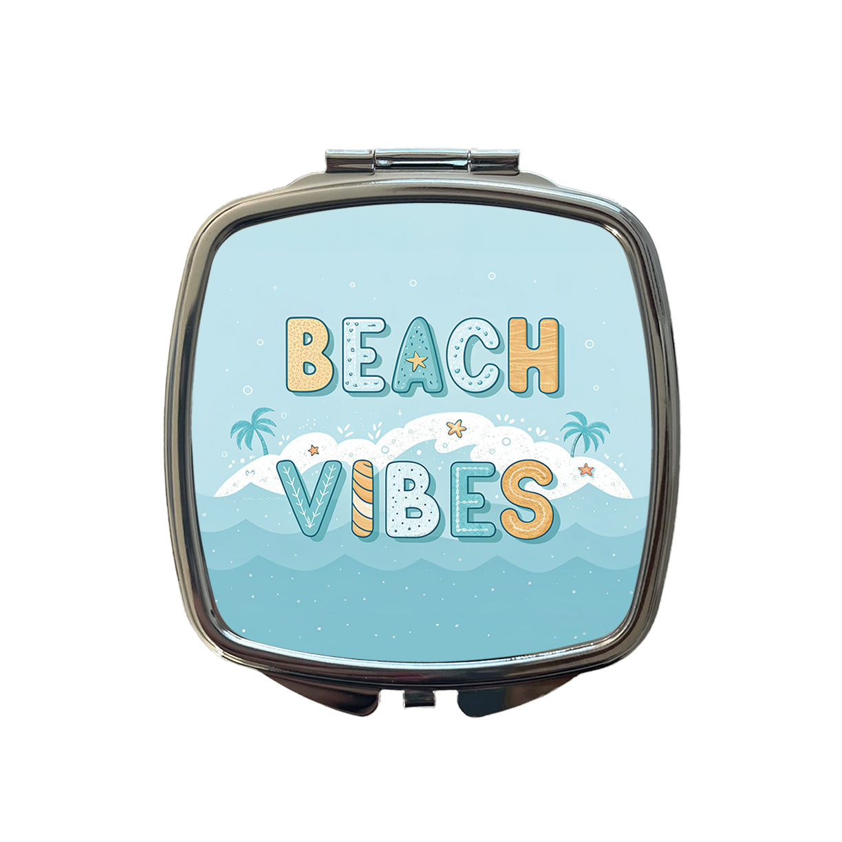 Beach Vibes Sea Foam Ocean Small Travel Purse Handbag Pocket Makeup Compact Mirror