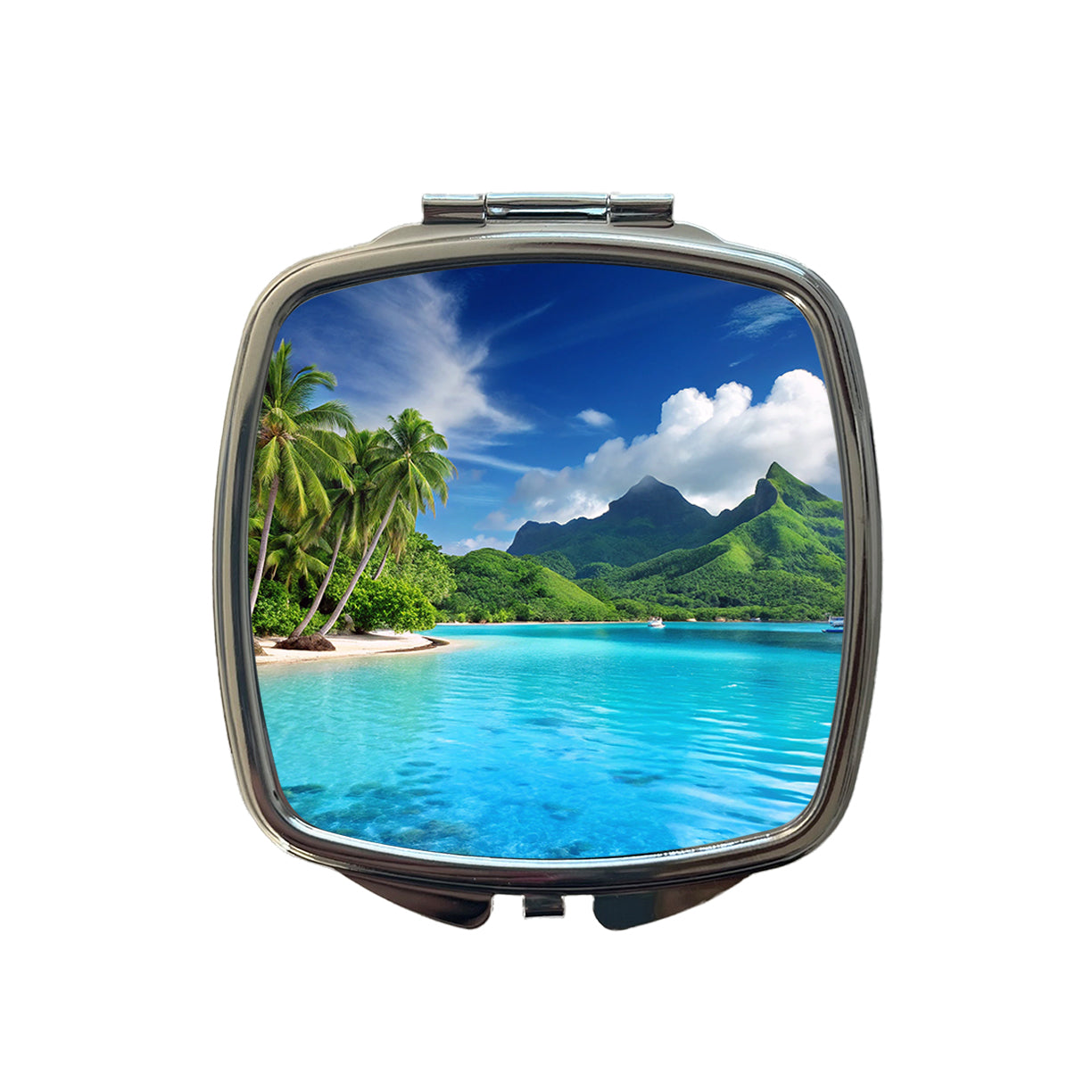 Bora Bora French Polynesia Beautiful Ocean Beach Small Travel Purse Handbag Pocket Makeup Compact Mirror