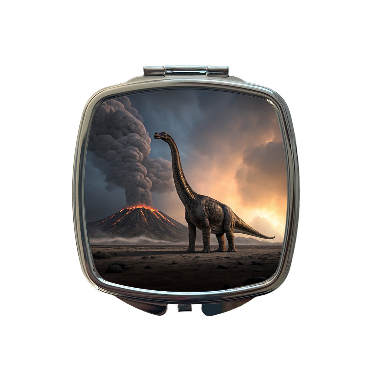Brachiosaurus Volcano Stark Dinosaur Small Travel Purse Handbag Pocket Makeup Compact Mirror