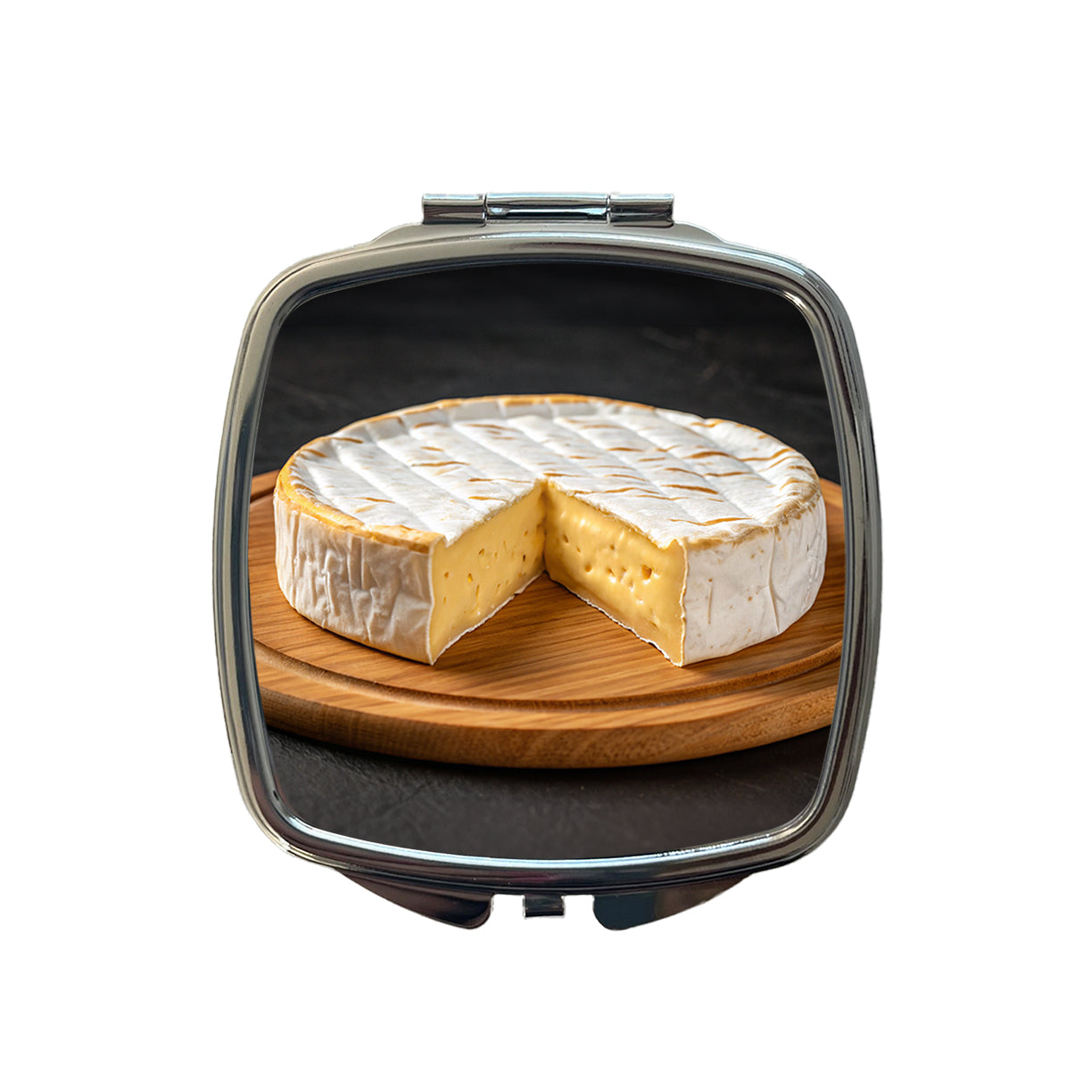 Brie Cheese Wheel Small Travel Purse Handbag Pocket Makeup Compact Mirror
