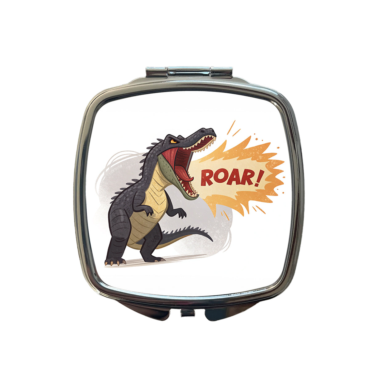 Carnotaurus Roar Bold Text Dinosaur Small Travel Purse Handbag Pocket Makeup Compact Mirror