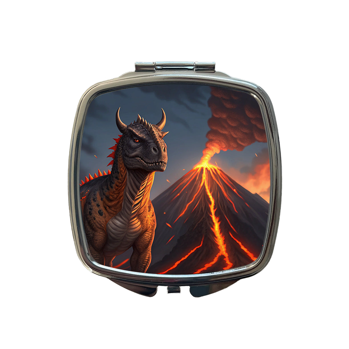 Carnotaurus Volcano Dinosaur Small Travel Purse Handbag Pocket Makeup Compact Mirror