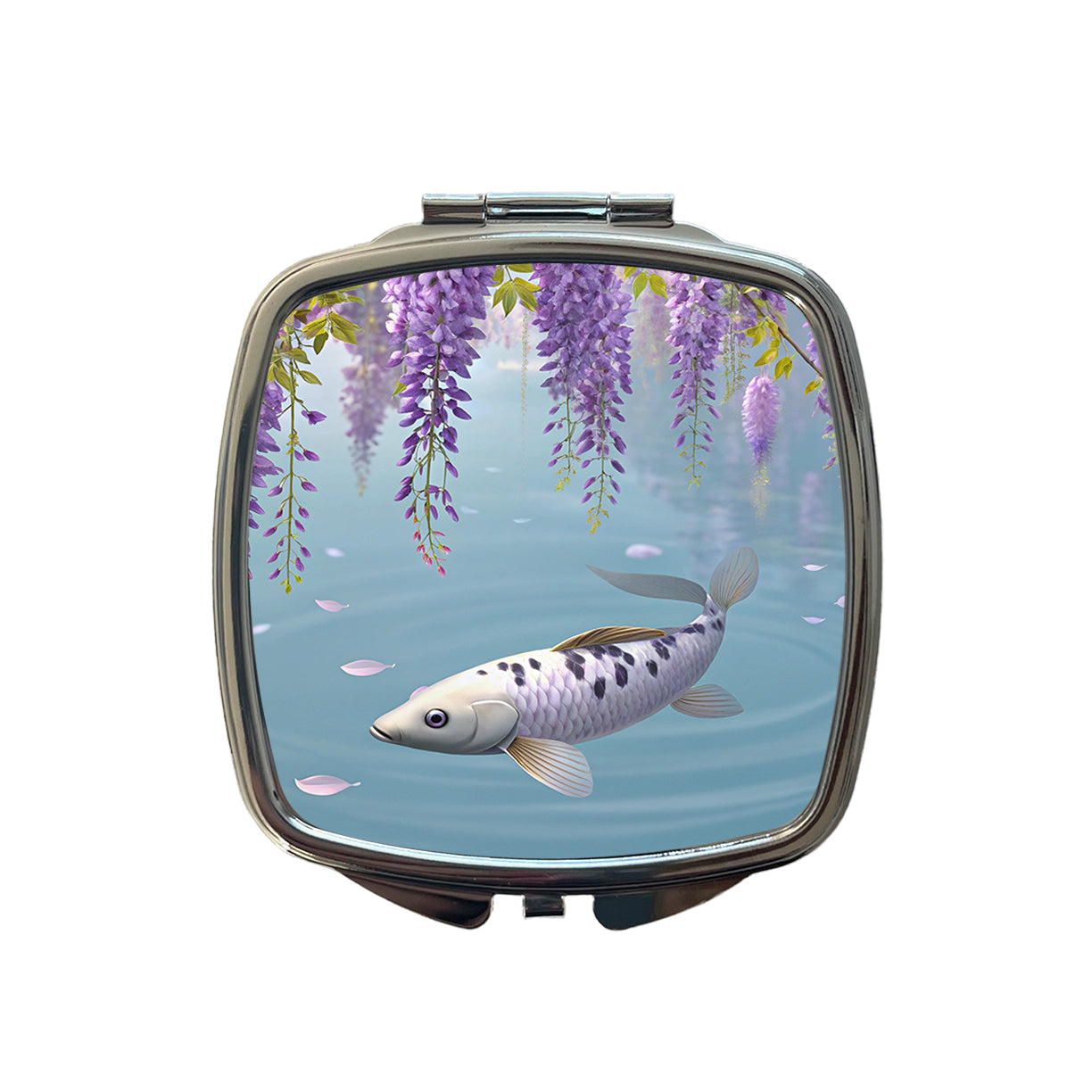 Carp Wisteria Flowers Fish Pond Small Travel Purse Handbag Pocket Makeup Compact Mirror