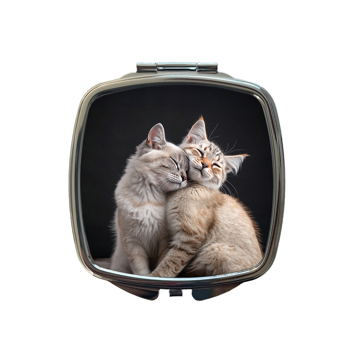 Cats Nuzzle Love Cute Small Travel Purse Handbag Pocket Makeup Compact Mirror