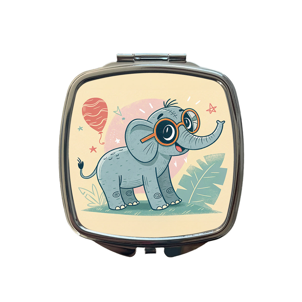 Cool Elephant Wearing Glasses Cute Small Travel Purse Handbag Pocket Makeup Compact Mirror