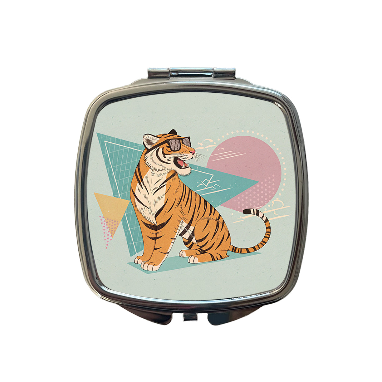 Cool Tiger Wearing Sunglasses Small Travel Purse Handbag Pocket Makeup Compact Mirror